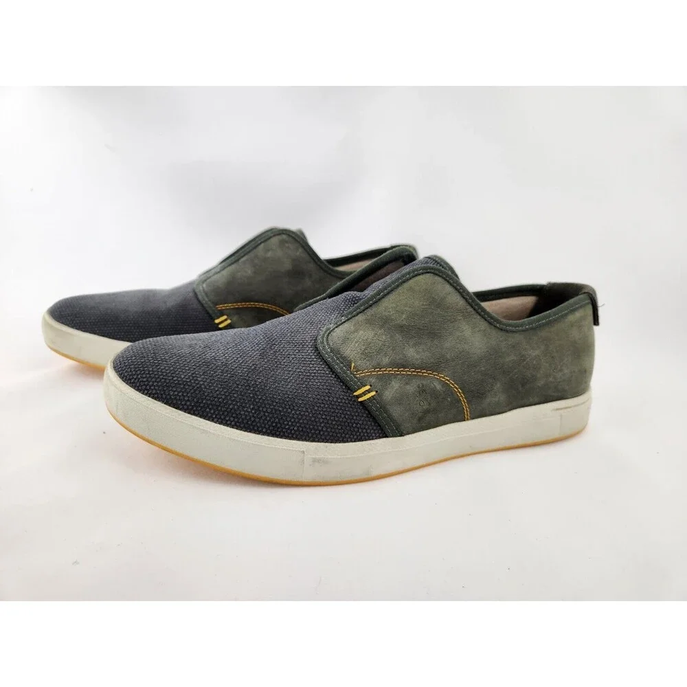 Ahnu North Beach Leather Canvas Slip-On Loafer Sneakers Gray Green COMFY Mens 11